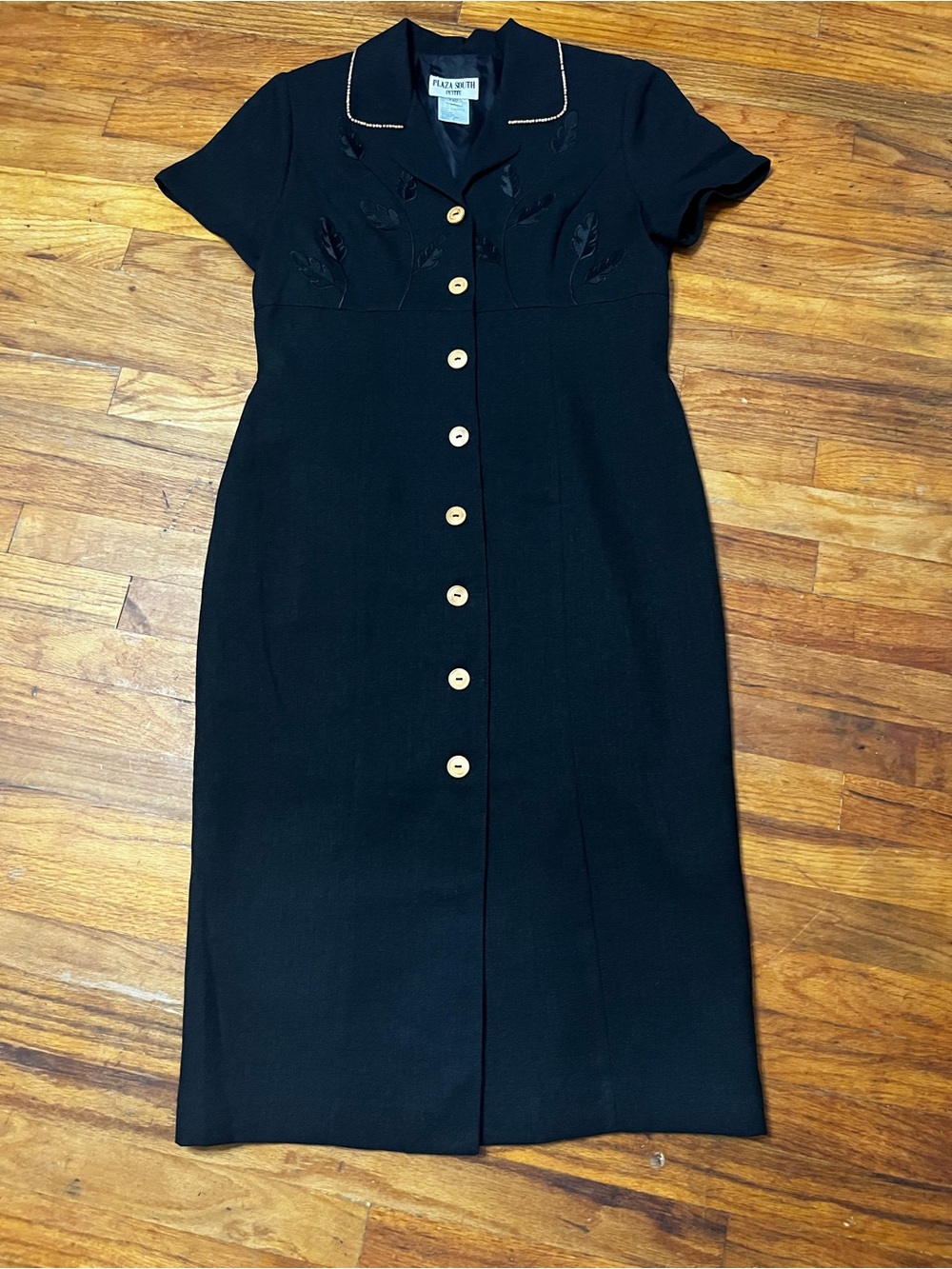Plaza South Black Button-Front Midi Dress